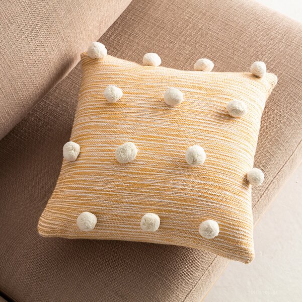 Διακοσμητική Μαξιλαροθήκη (43x43) Gofis Home Poms Mustard 555/10