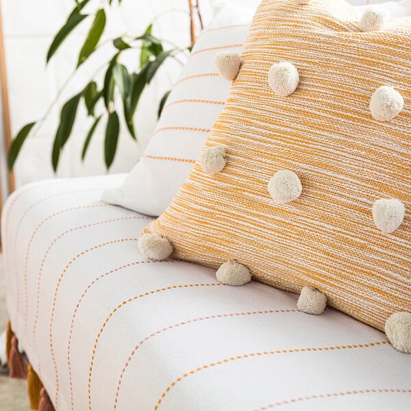Διακοσμητική Μαξιλαροθήκη (43x43) Gofis Home Poms Mustard 555/10