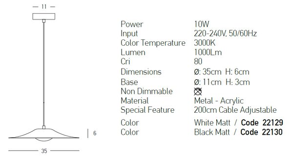 Φωτιστικό Οροφής Μονόφωτο LED Zambelis 22129 White Matt