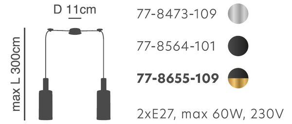 Φωτιστικό Οροφής Δίφωτο Homelighting 77-8564 Black/White