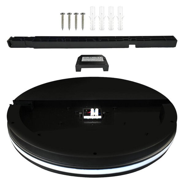 Milagro Lighting Φωτιστικό οροφής LED Marlon, Ø 40 cm, μαύρο, πλαστικό, IP54, Μαύρο, Μπάνιο, Πλαστικό, σύγχρονο