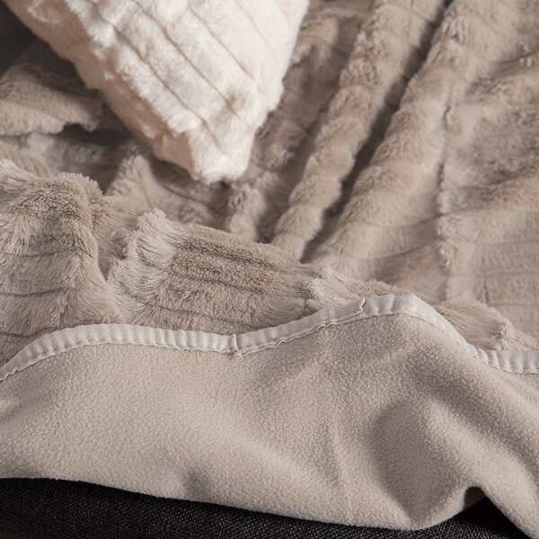 Ριχτάρι Πολυθρόνας Γούνινο (180x180) Silk Fashion Stripe Beige