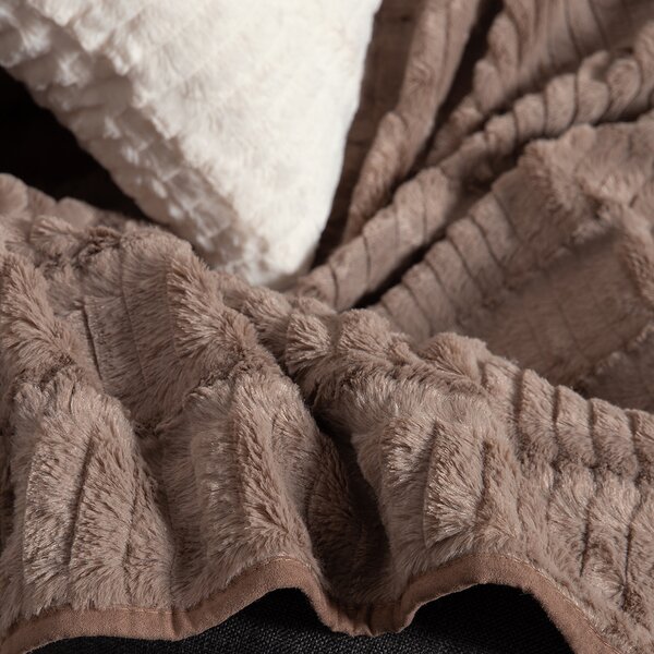 Ριχτάρι Πολυθρόνας Γούνινο (180x180) Silk Fashion Stripe Coffee
