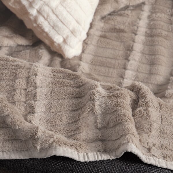 Ριχτάρι Πολυθρόνας Γούνινο (180x180) Silk Fashion Stripe Beige