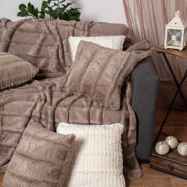 Ριχτάρι Πολυθρόνας Γούνινο (180x180) Silk Fashion Stripe Coffee