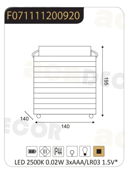 Φανάρι LED Με Μπαταρία Aca Ebeko F0711112 Black
