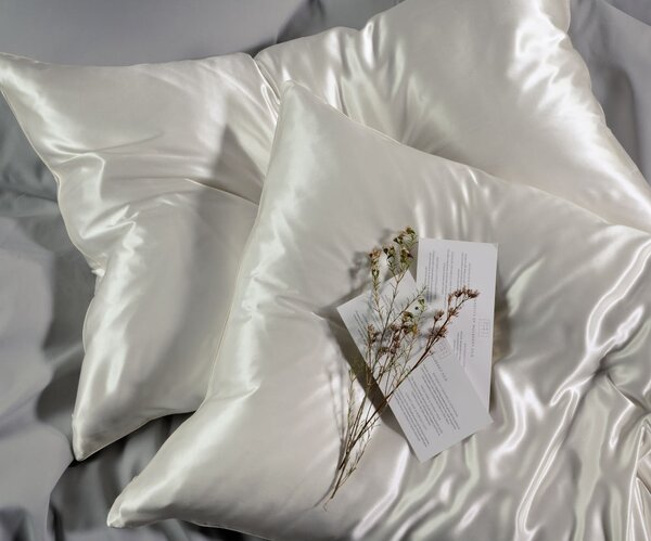 Μεταξωτή Μαξιλαροθήκη Με Φερμουάρ (50x76) Down Town Mulberry Silk White