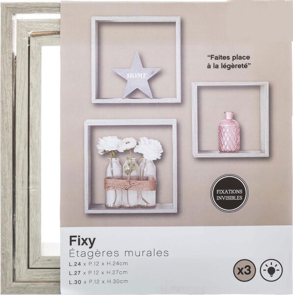 Ράφια Τοίχου (Σετ 3τμχ) F-V Cube Grey 138957D