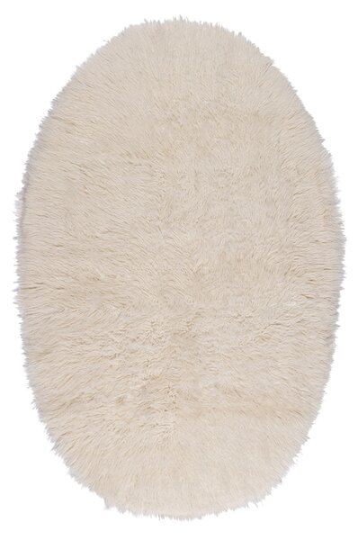 Οβάλ Χαλί Διαδρόμου (70x140) Βιοκαρπέτ Flokati Natural White 1700gsm