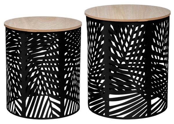 Βοηθητικά Τραπεζάκια (Σετ 2τμχ) A-S Leaf Black 157205A