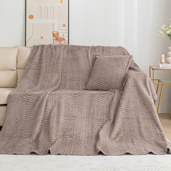 Ριχτάρι Καναπέ Τριθέσιου Γούνινο (180x320) Silk Fashion NX201 Beige