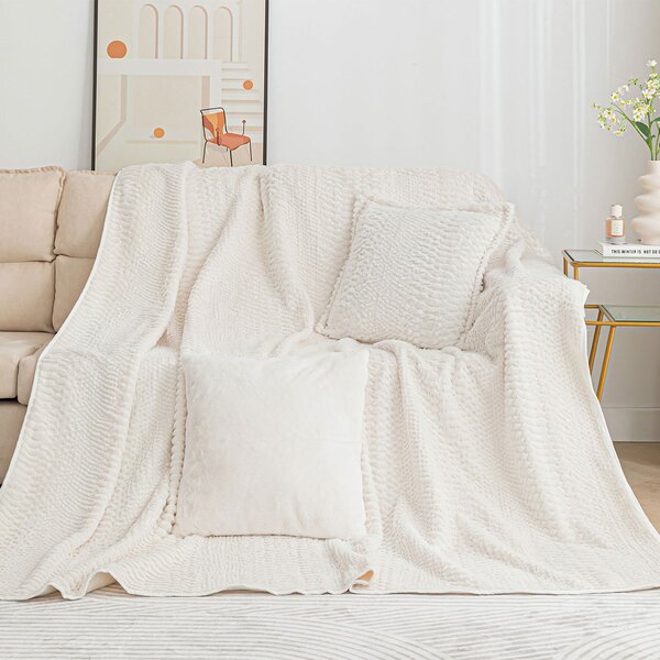 Ριχτάρι Καναπέ Τριθέσιου Γούνινο (180x320) Silk Fashion NX201 Ivory