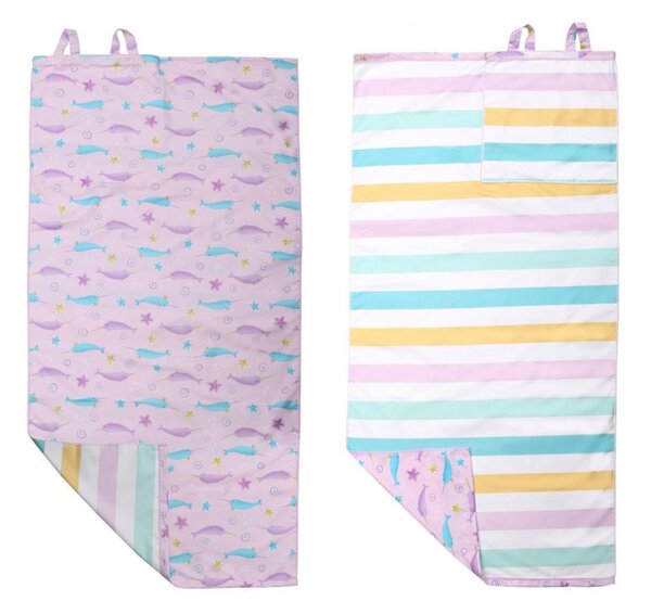 Παιδική Πετσέτα Θαλάσσης Microfiber 2 Όψεων (71x145) FlapjackKids Narwhal/Starfish