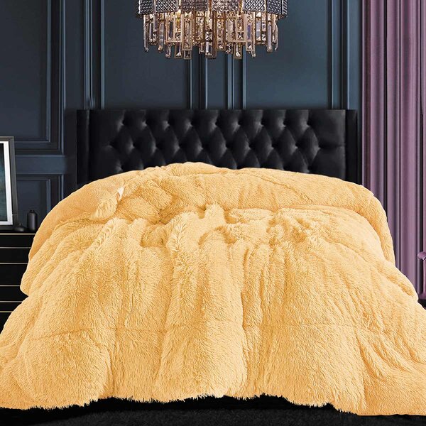 Γούνινο Κουβερτοπάπλωμα Μονό (170x220) Silk Fashion Malliaro Gold