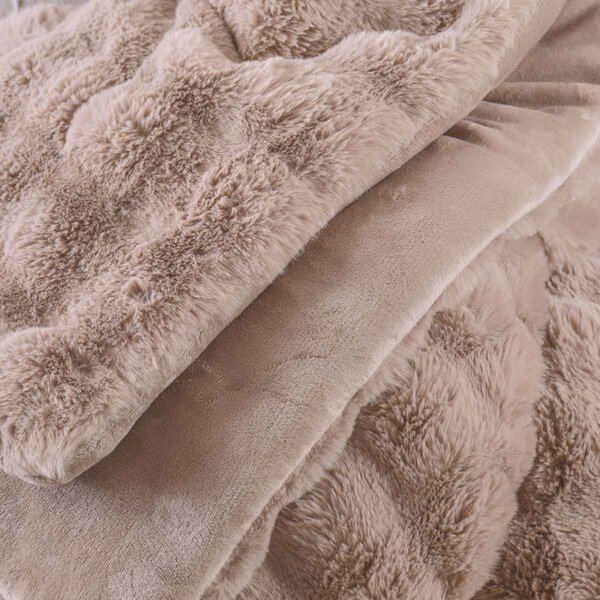 Γούνινο Κουβερτοπάπλωμα Μονό (160x220) Rythmos Luxe Beige