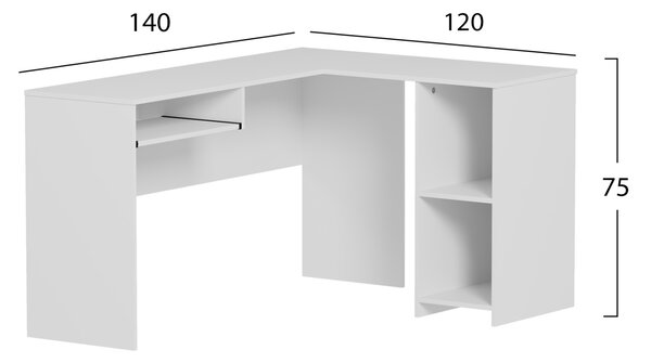 ΓΩΝΙΑΚΟ ΓΡΑΦΕΙΟ SHIG HM2135.03 MDF ΣΕ ΛΕΥΚΟ 140x120x75Υεκ