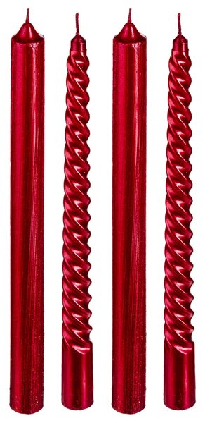 Κεριά Για Κηροπήγιο 25εκ. (Σετ 4τμχ) A-S Glitter Tap Red 129849RG