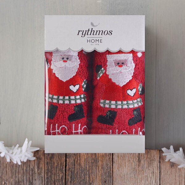 Χριστουγεννιάτικες Πετσέτες (Σετ 2τμχ) Rythmos Santa Red 500gsm
