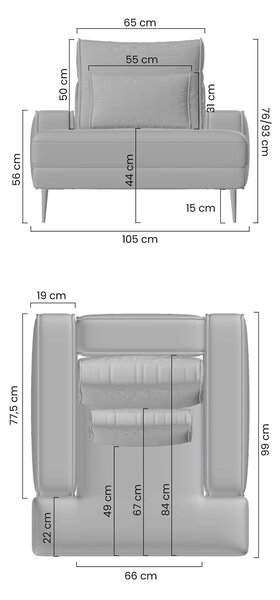 Πολυθρόνα Niki Μπλε Ανοιχτό + Χρυσά Πόδια 105x93x99cm - BOG4589