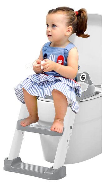 Παιδικό Κάθισμα Τουαλέτας Με Σκαλάκι Bebe Stars Frog Grey 56-186