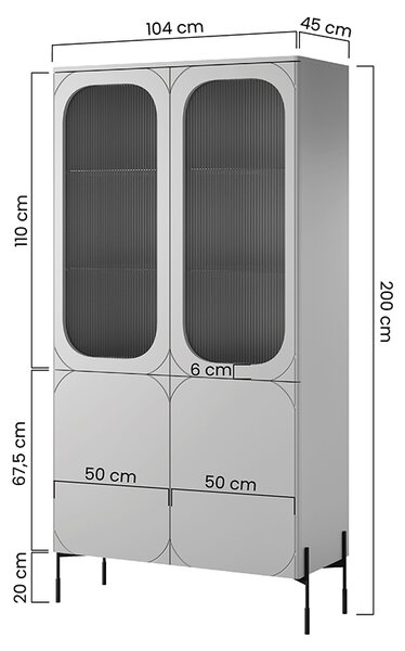 Βιτρίνα Sorena Μπεζ 104x200x45cm με τζάμι - BOG4589