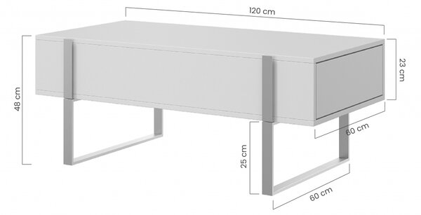 Τραπεζάκι Σαλονιού Vera 120x48x60cm Δρυς Oak + Χρυσά Πόδια με 2 συρτάρια - BOG4589