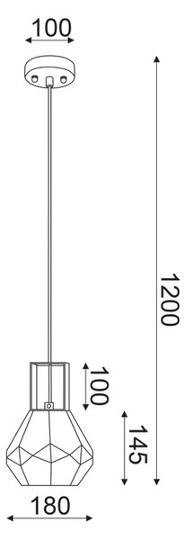 ΚΡΕΜ Φ/Σ 1ΧΕ27 ΓΥΑΛΙ ΚΕΧΡΙΜΠΑΡΙ+ΟΡΕΙΧΑΛΚΟ ΜΕΤΑΛΛΟ Φ18ΧΗ120CM