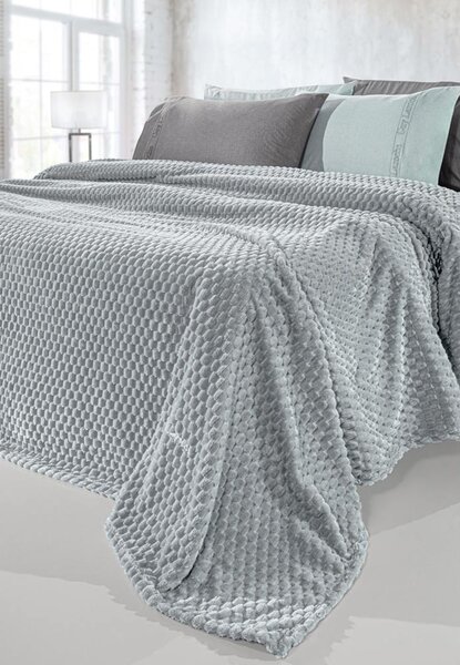 Κουβέρτα Fleece Υπέρδιπλη (220x240) + Διακοσμητική Μαξιλαροθήκη (Σετ) Guy Laroche Smoothie Silver