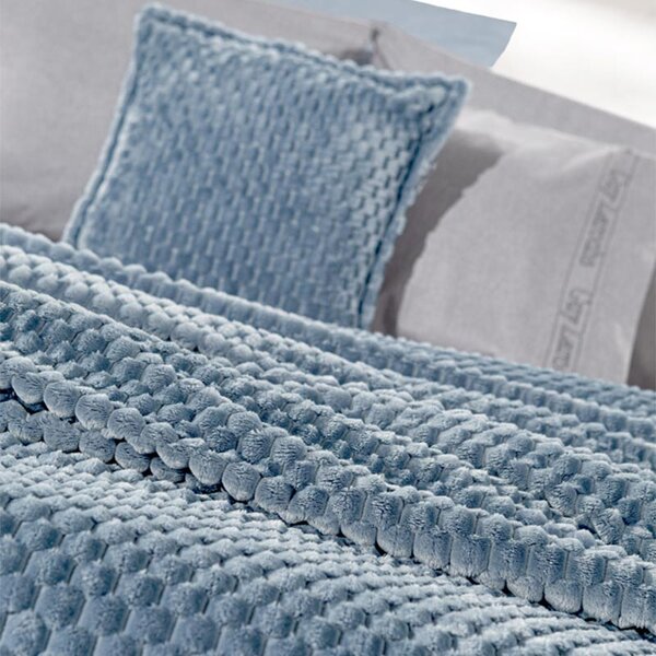 Κουβέρτα Fleece Μονή (160x220) + Διακοσμητική Μαξιλαροθήκη (Σετ) Guy Laroche Smoothie Blue
