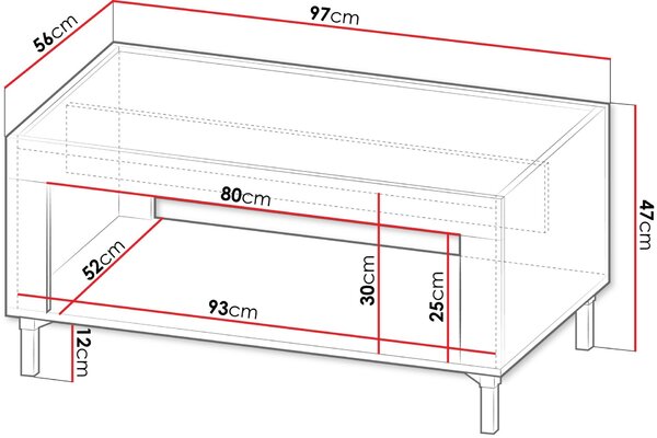 Tραπεζάκι σαλονιού Mossa-Leuko - 97.00Χ56.00Χ47.00cm