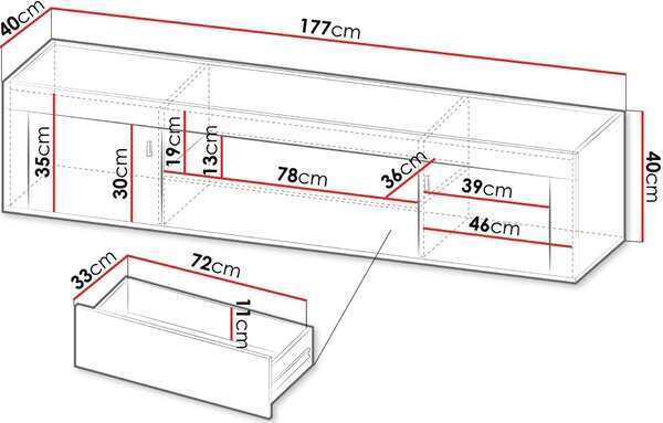 Έπιπλο τηλεόρασης Mossa-Leuko - 197.00Χ42.00Χ52.00cm