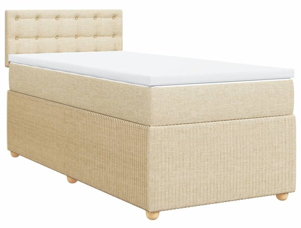 VidaXL Κρεβάτι Boxspring με Στρώμα Κρεμ 100 x 200 εκ. Υφασμάτινο