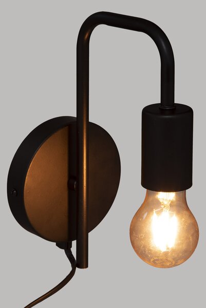 Απλίκα Τοίχου Με Φις Πρίζας A-S Keli Black 182401B
