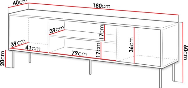 Έπιπλο τηλεόρασης Cortina 2D-Drus-Mauro - 180.00Χ40.00Χ60.00cm