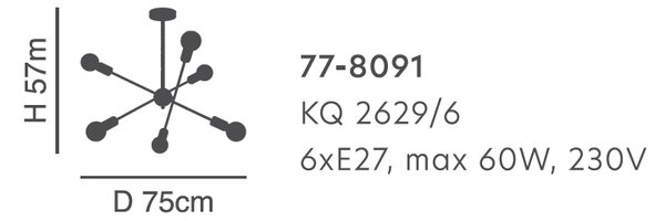 Φωτιστικό Οροφής Πολύφωτο Homelighting Gwen 77-8091 Black
