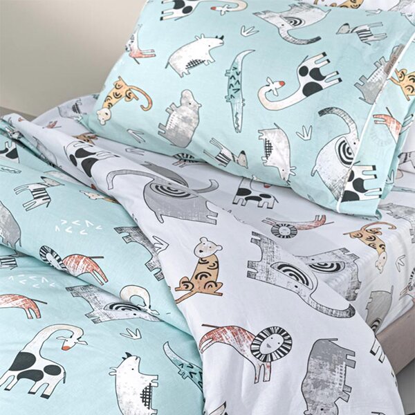 Παπλωματοθήκη Μονή (Σετ 165x225) 2 Όψεων Guy Laroche Zootopia Aqua Grey