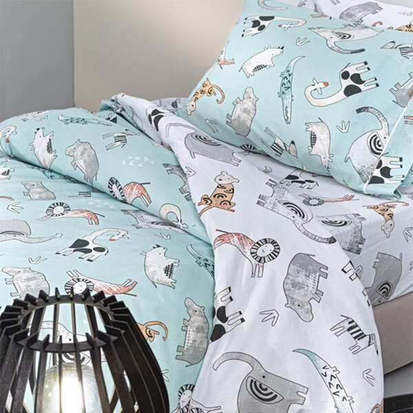 Παπλωματοθήκη Μονή (Σετ 165x225) 2 Όψεων Guy Laroche Zootopia Aqua Grey