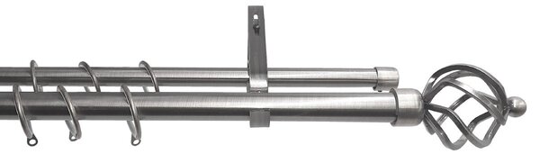 Κουρτινόξυλο Διπλό Επεκτεινόμενο 140-240cm Με Άκρα Grace Chrome 922181