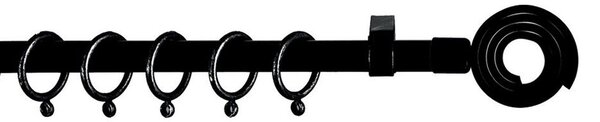 Κουρτινόξυλο Φ19mm Μονό Επεκτεινόμενο 120-210cm Με Άκρα Grace Black 790149