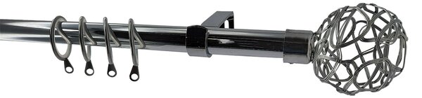 Κουρτινόξυλο Φ19mm Μονό Επεκτεινόμενο 120-210cm Με Άκρα Grace Shiny Chrome 997531