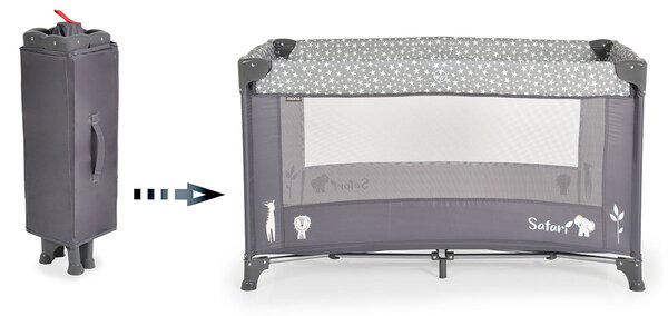 Παρκοκρέβατο (0+ Μηνών/Έως 15kg) Moni Safari Graphite