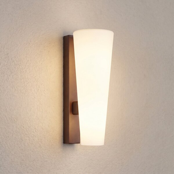 Lucande Εξωτερικός φωτιστικός τοίχου LED Jovra, corten, ύψος 32 cm, Καφέ / Σκουριάς, Γυαλί, σύγχρονο