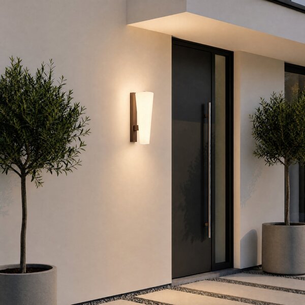 Lucande Εξωτερικός φωτιστικός τοίχου LED Jovra, corten, ύψος 32 cm, Καφέ / Σκουριάς, Γυαλί, σύγχρονο