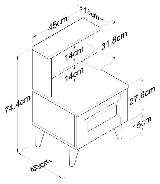 Κομοδίνο Με Συρτάρι & Ράφια (45x40x74.4) A-G 893RAN5310 White
