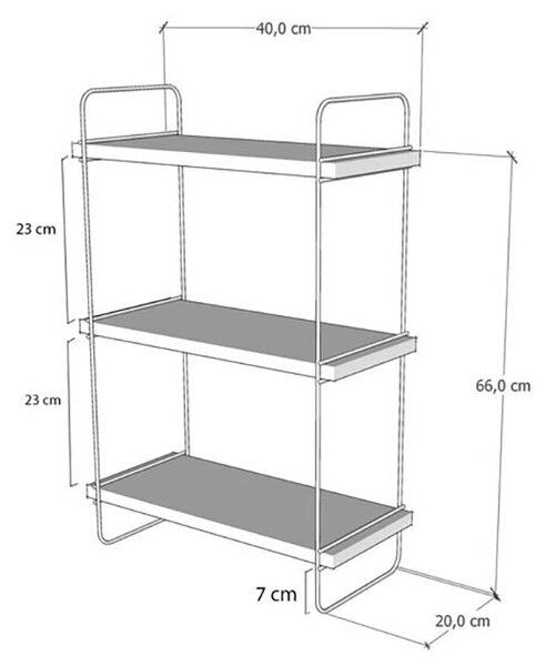 Ραφιέρα Τοίχου (40x20x66) A-G Pulalis 854KLN1745 Black Marble