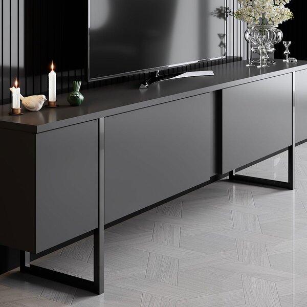 Έπιπλο Τηλεόρασης (180x30x50) A-G Luxe 618BLY1104 Anthracite/Black