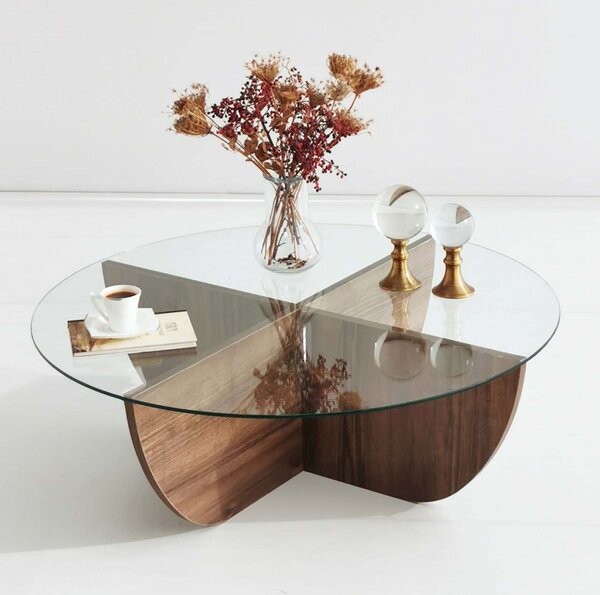 Τραπέζι Σαλονιού (Φ90x30) A-G Lily 552NOS2238 Walnut