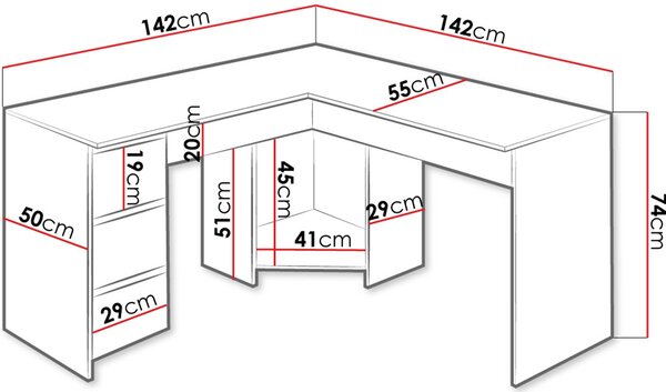 Γραφείο Fotyn γωνιακό - 142.00Χ142.00Χ74.00cm