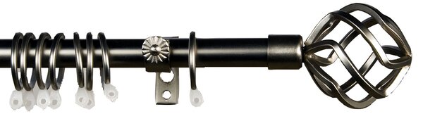 Κουρτινόξυλο Φ19mm Μονό Επεκτεινόμενο 120-210cm Με Άκρα Grace Ball Cage Brushed Chrome 790125