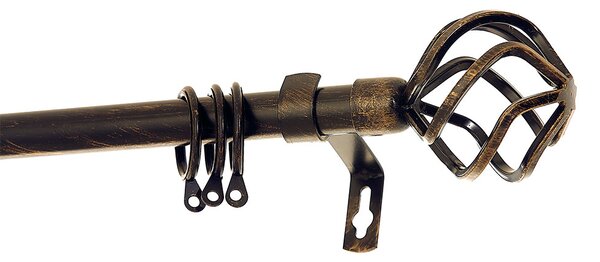 Κουρτινόξυλο Φ19mm Μονό Επεκτεινόμενο 120-210cm Με Άκρα Grace Ball Cage Black-Gold 790122